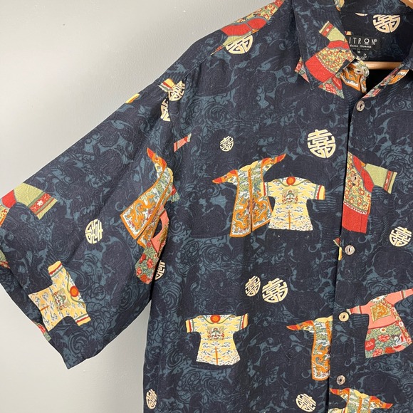 Citron Santa Monica‎ Asian Inspired Button Up Shirt Patterned Mens Size M - Picture 4 of 8